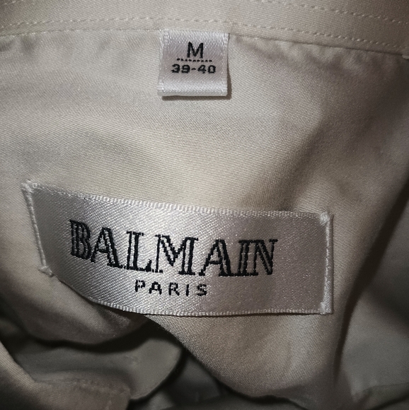 Balmain Paris White Textured Button Down Dress Shirt Size M 39-40 - Picture 3 of 6